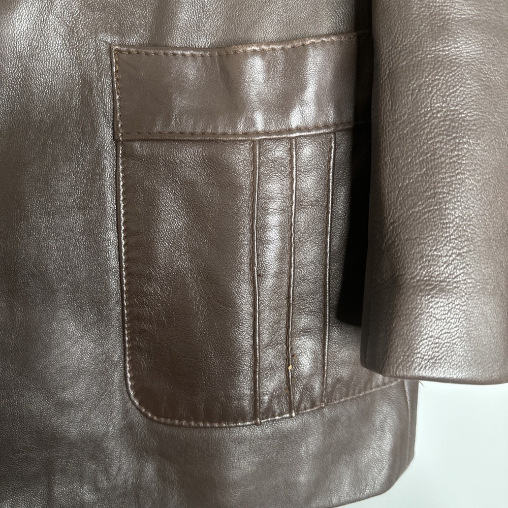 Vintage Imperial Jacket Mens Sz 40 Brown Button Front Collar 100% Leather 1980s - Picture 4 of 16